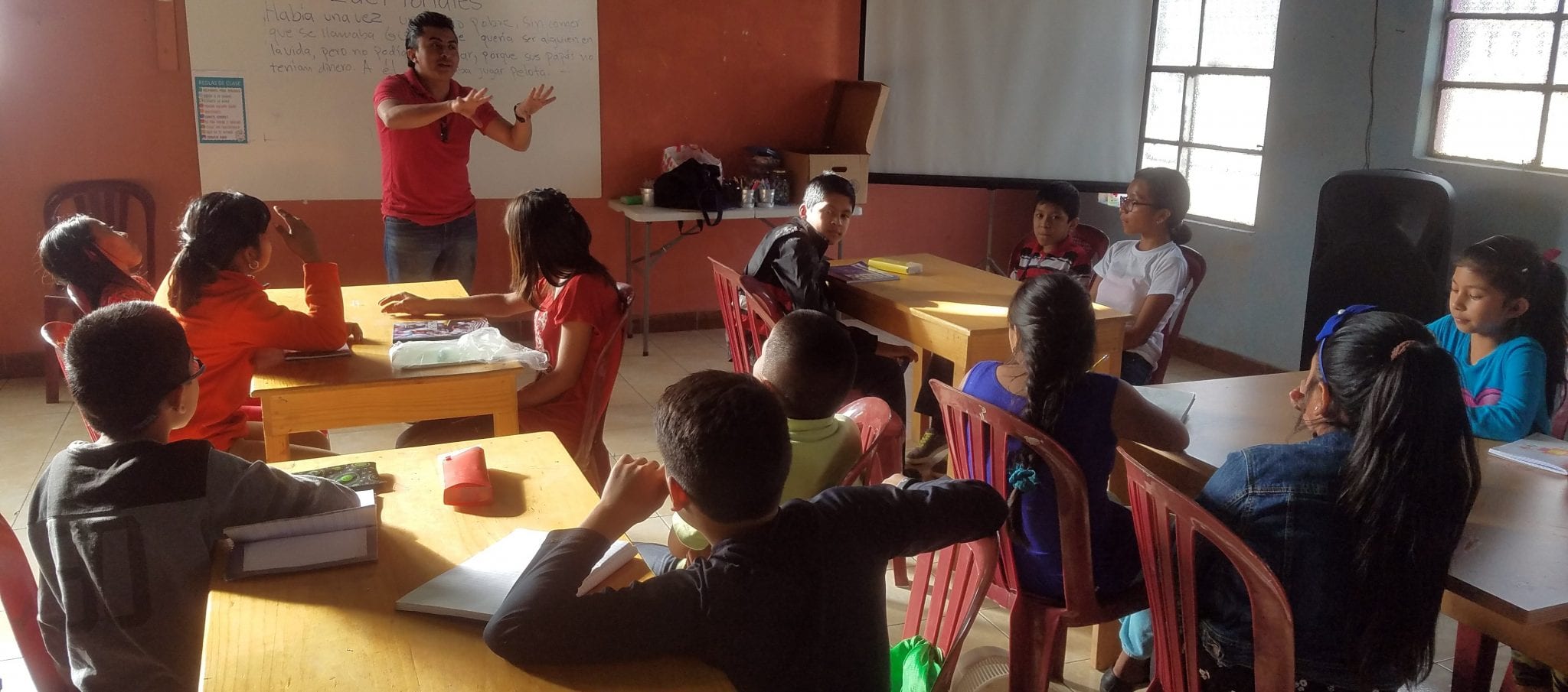 Eduardo teaching math class at our community center in colonia santa fe